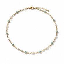 Load image into Gallery viewer, PEARLY EYED CHAINED NECKLACE - Gemstones&amp;Co